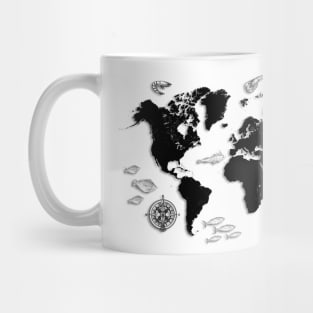 world map sea life Mug